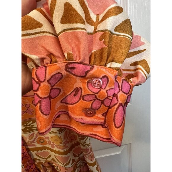 Alex Marie Wren Banded Collar Dress Size 14 Long Sleeves A-Line Button Front - Picture 8 of 12